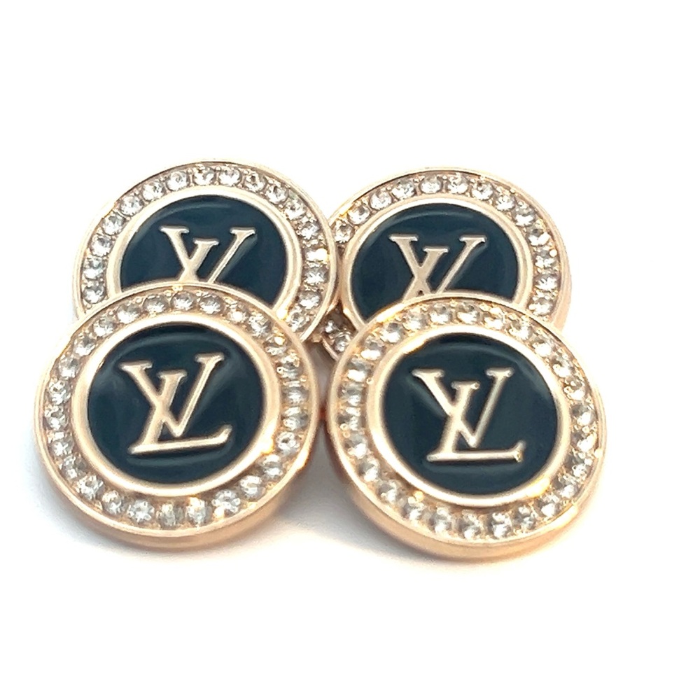 4 Silver and Black with Crystals Buttons for Earrings or Clothing